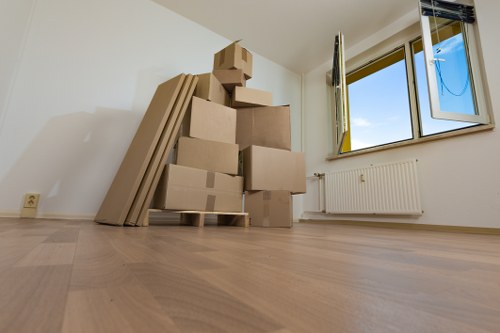 Local movers transporting boxes and furniture safely
