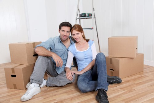 Careful loading of office items for a local commercial relocation