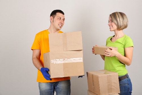Removal van and moving boxes for a Mile End house relocation